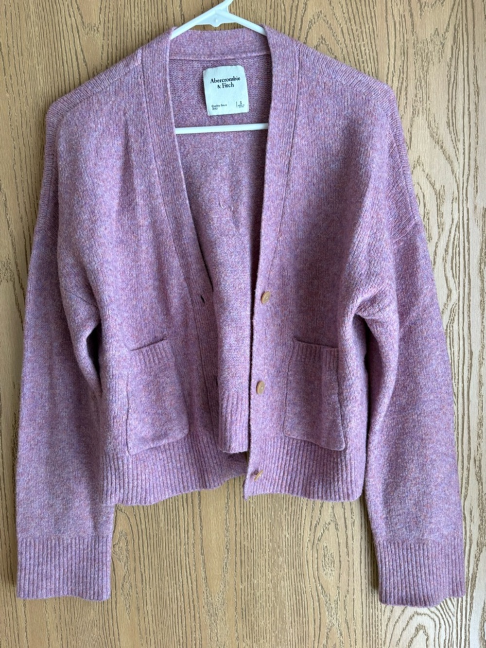 Abercrombie & Fitch Heathered Mauve Button-Up Cardigan